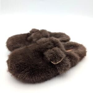 Steve Madden Bohan Faux Fur Cozy Clog Mules Women's Dark Brown Size US7M EU37.5